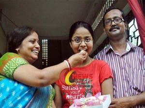 প্রথম স্থানাধিকারী শিশুবিহার স্কুল থেকে শ্রেষ্ঠা দেব। ছবিঃ অভিষেক দেববর্মা।